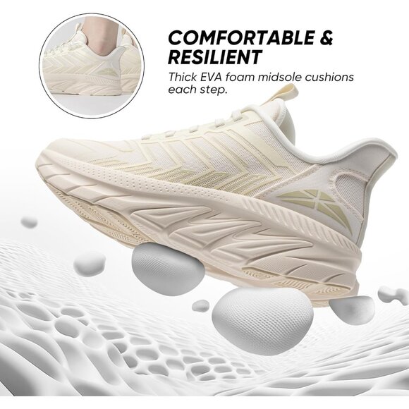 Women's Ivory Walking Shoes Comfort Breathable Non-Slip Gym Training Sneaker - Picture 3 of 8